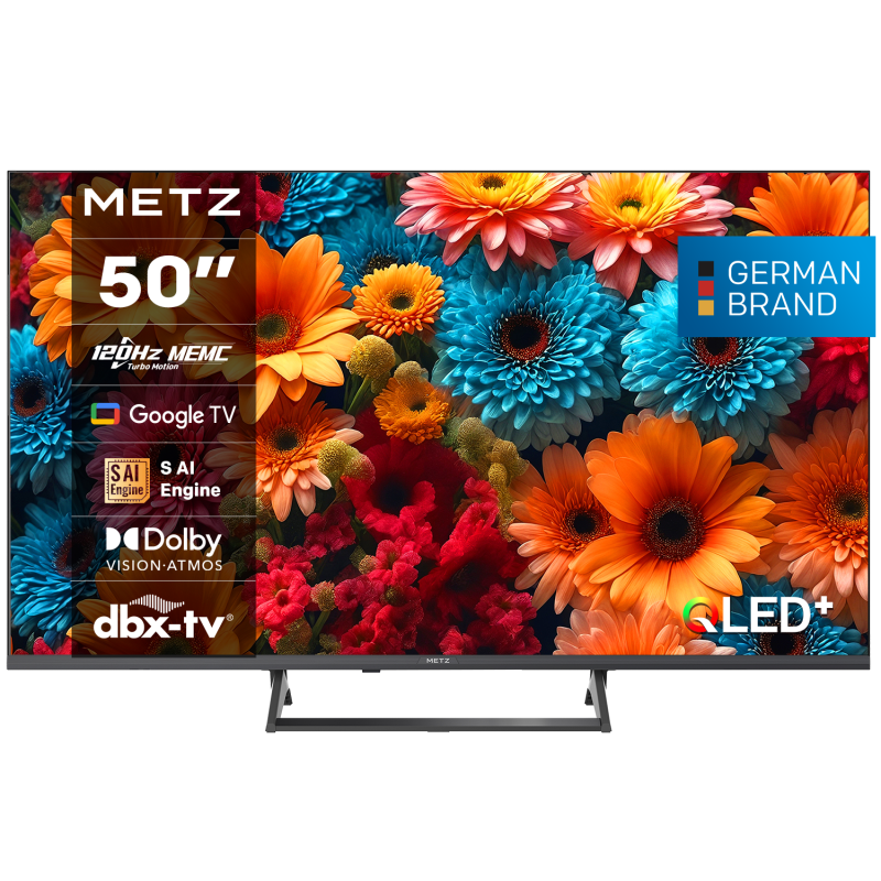 METZ Телевизор 50" 50MQF7500Z UHD QLED SMART TV, 120Hz, 4K, Google TV, 126.0см