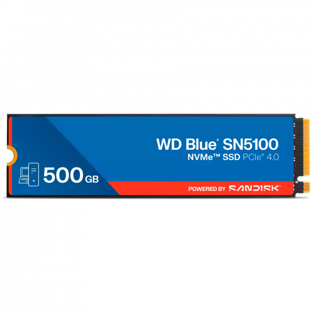 SSD POWERED BY SANDISK WD Blue SN5100 500GB M.2 2280 PCIe Gen4 x4 NVMe QLC 3D, Read/Write: 6600/5600 MBps, IOPS 660K/1100K, TBW: 300