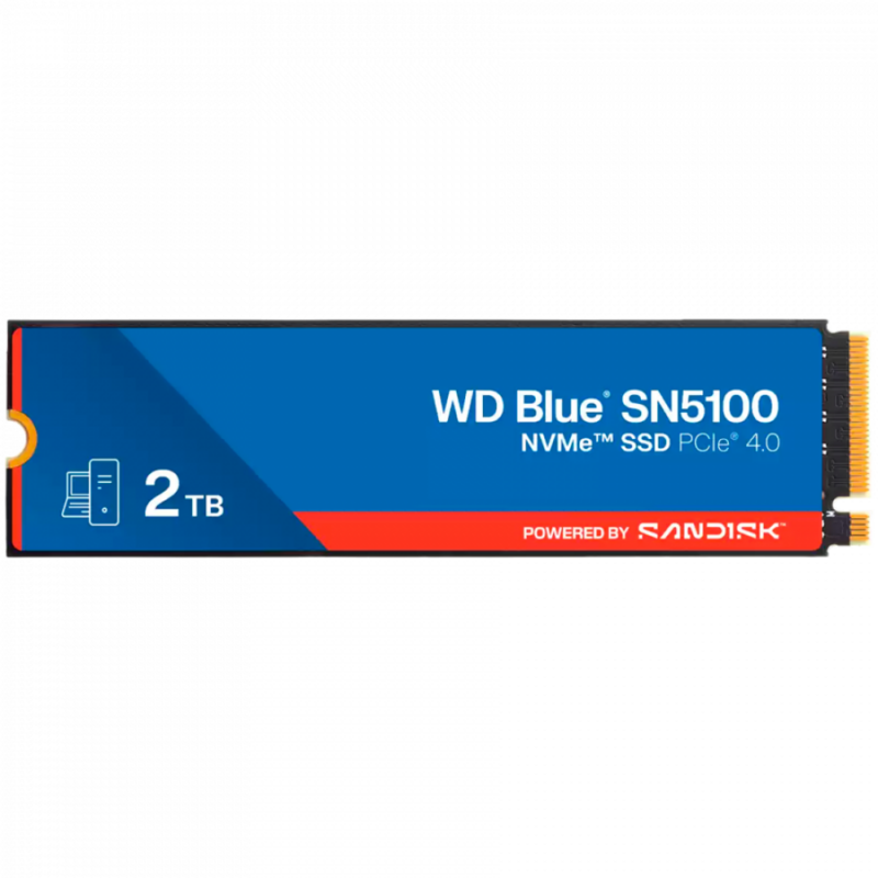 SSD POWERED BY SANDISK WD Blue SN5100 2TB M.2 2280 PCIe Gen4 x4 NVMe QLC 3D, Read/Write: 7100/6700 MBps, IOPS 1000K/1300K, TBW: 900