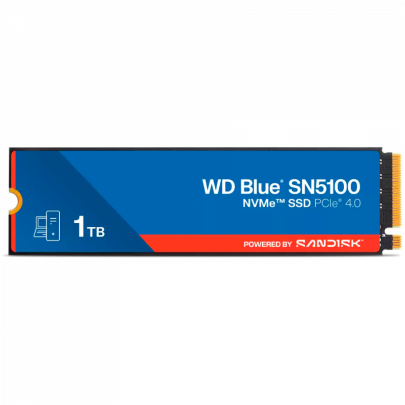 SSD POWERED BY SANDISK WD Blue SN5100 1TB M.2 2280 PCIe Gen4 x4 NVMe QLC 3D, Read/Write: 7100/6700 MBps, IOPS 1000K/1300K, TBW: 600
