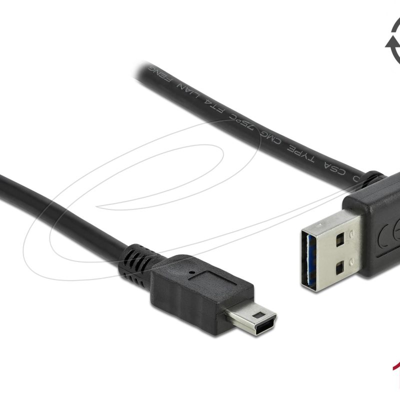 Кабел Delock EASY-USB-A 2.0 мъжко към USB Mini-B мъжко, 1m , черен