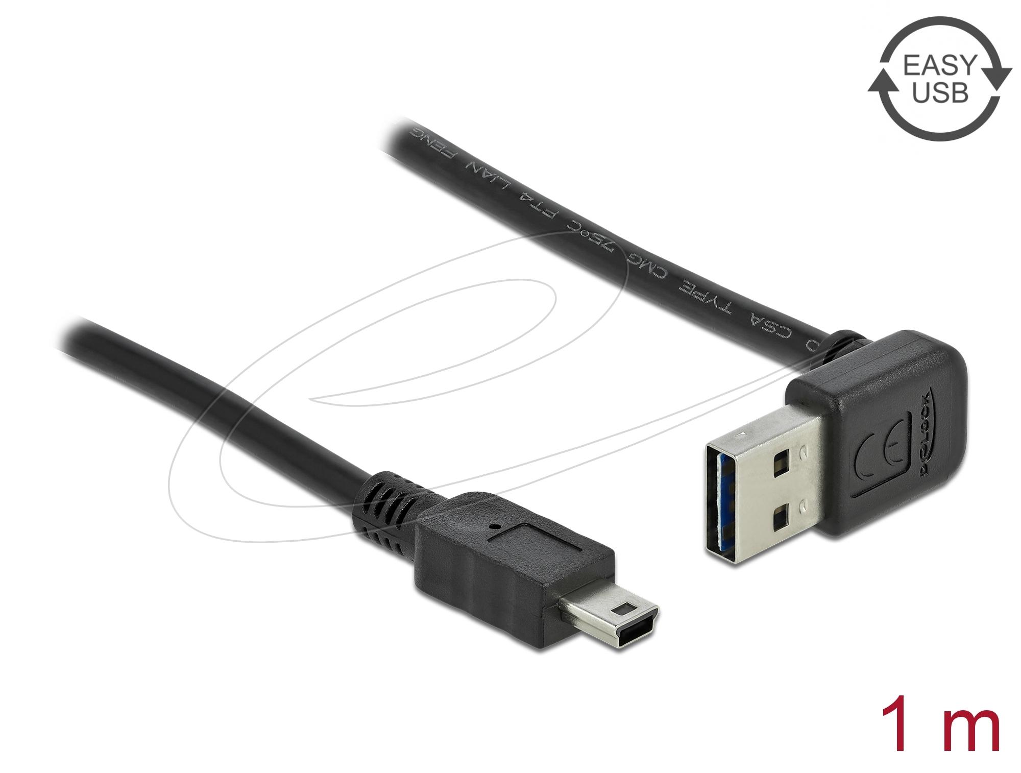 Кабел Delock EASY-USB-A 2.0 мъжко към USB Mini-B мъжко, 1m , черен