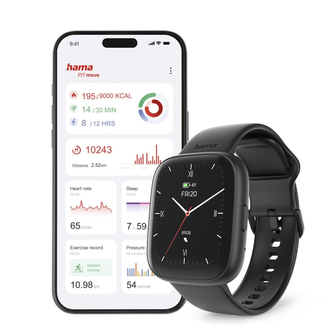 HAMA Смарт часовник "4000", функция за разговори, анализ на съня, водоустойчив, 46 мм, черен - Image 5
