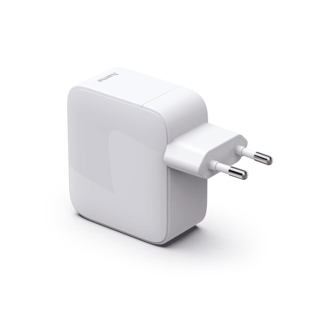 HAMA Бързо зарядно, 30 W, GaN, 2x USB-C, с разтегателен кабел 0.7м, бял - Image 3