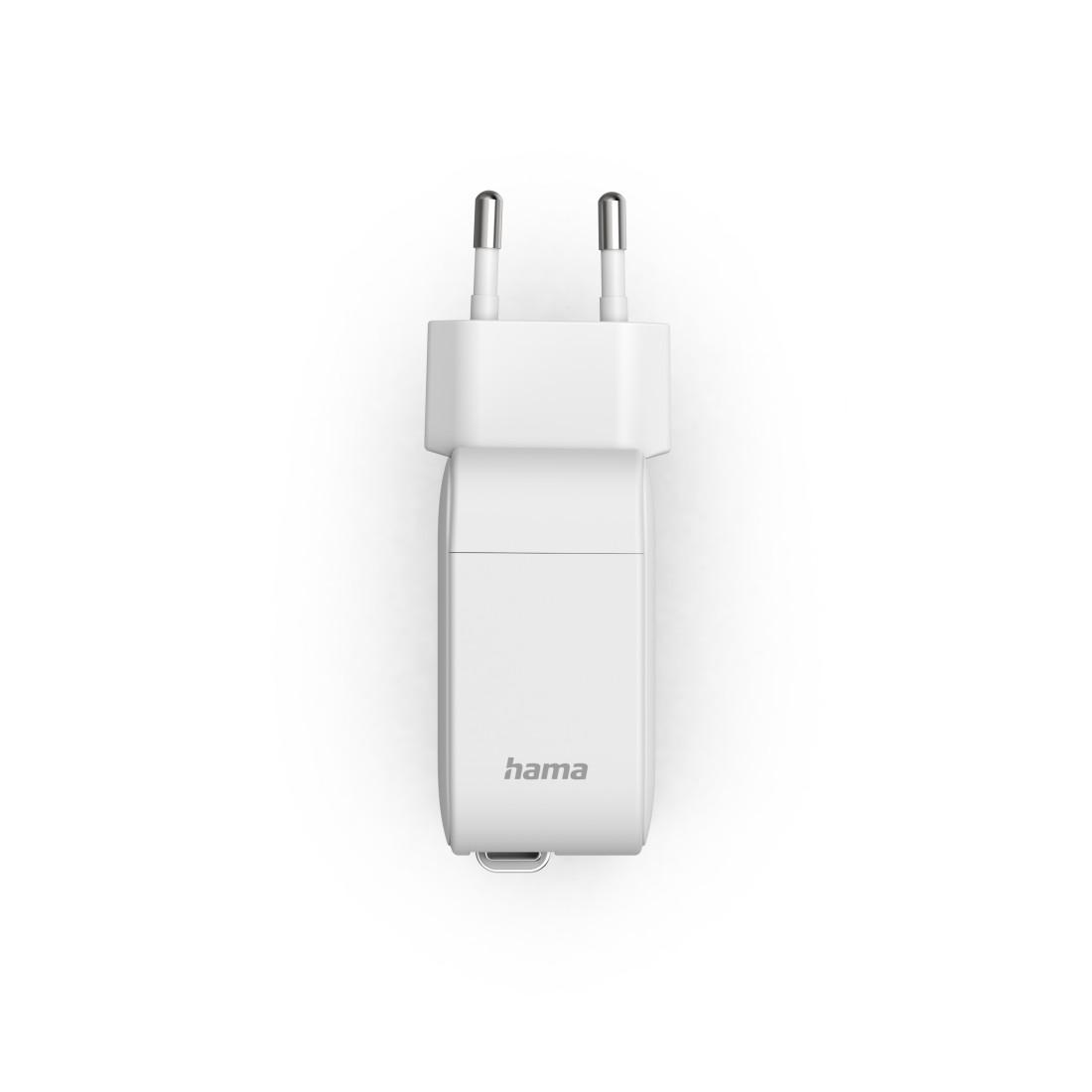 HAMA Бързо зарядно, 30 W, GaN, 2x USB-C, с разтегателен кабел 0.7м, бял - Image 4