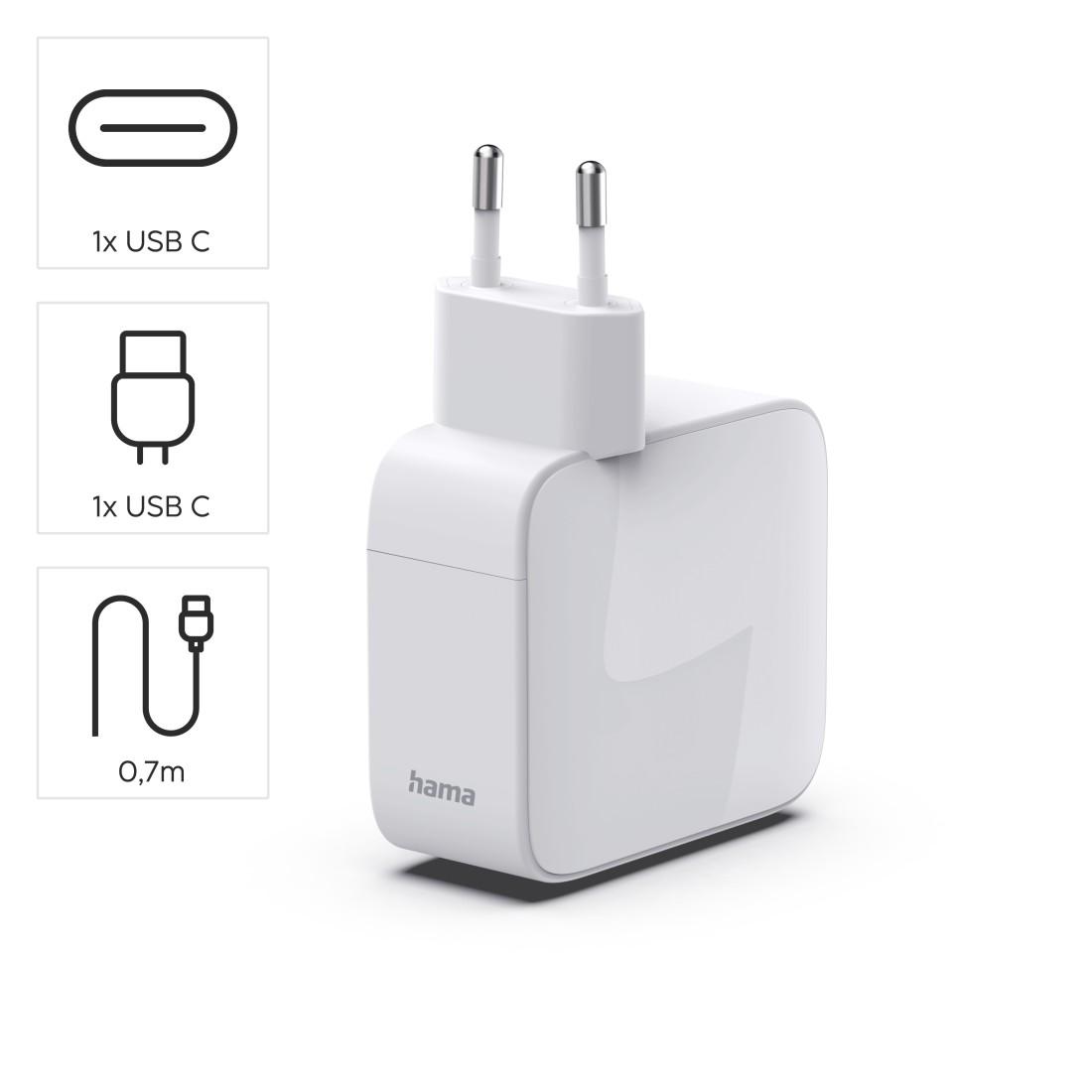 HAMA Бързо зарядно, 30 W, GaN, 2x USB-C, с разтегателен кабел 0.7м, бял - Image 8