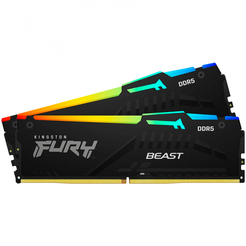 Kingston DRAM 16GB 5200MT/s DDR5 CL40 DIMM (Kit of 2) FURY Beast RGB XMP