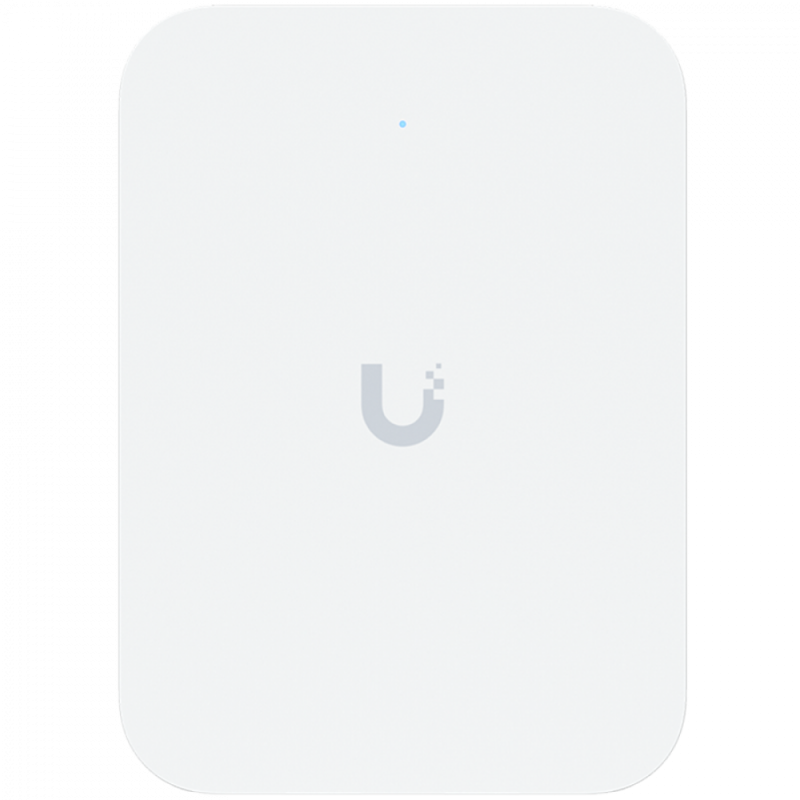 Ubiquiti UniFin U70IW Wall mounted WiFi 7 AP with 4 spatial streams and an integreated 2.5GbE PoE switch desined for hospitality enviorments