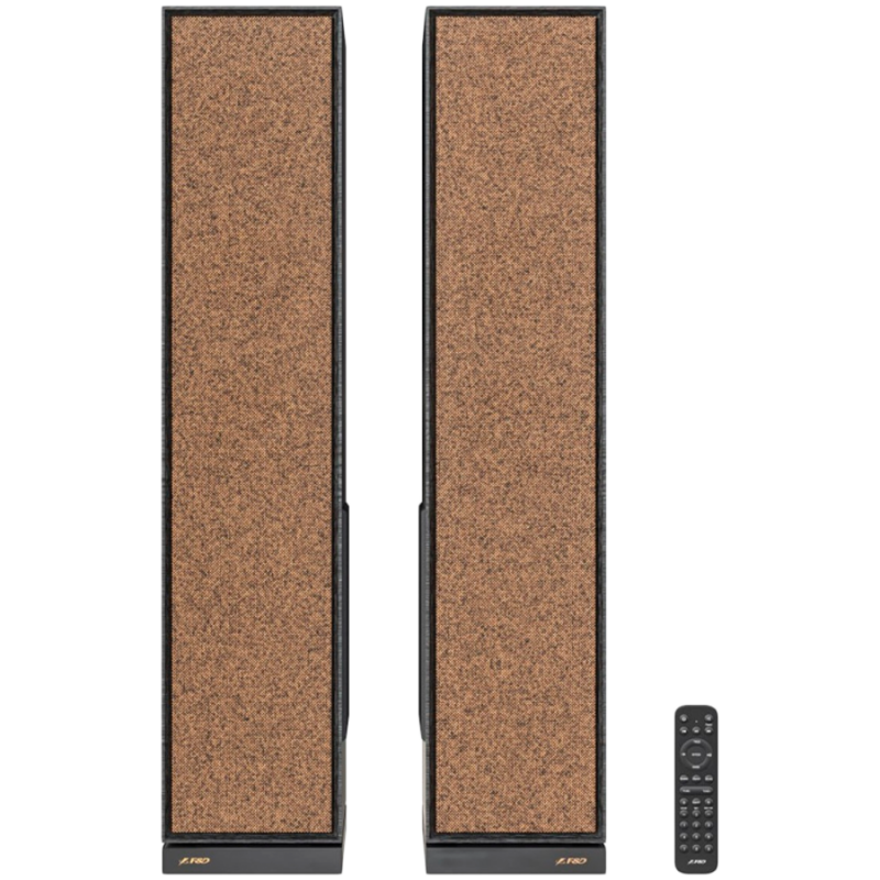 F&D T-68X 2.0 Floorstanding Speakers, 140W RMS ( 70Wx2), 1'' Tweeter + 4'' Speakers + 8'' Subwoofer for each channel, BT 5.3/Optical/COAXIAL/AUX/USB/Karaoke function/LED Display/Remote control/Microphone/Wooden, Touch buttons, Black