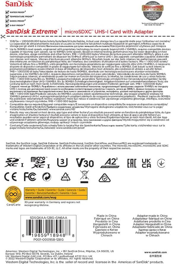 Карта памет SANDISK Extreme microSDXC, 128GB, За Dash Cameras и Drones, SD Adapter - Image 5