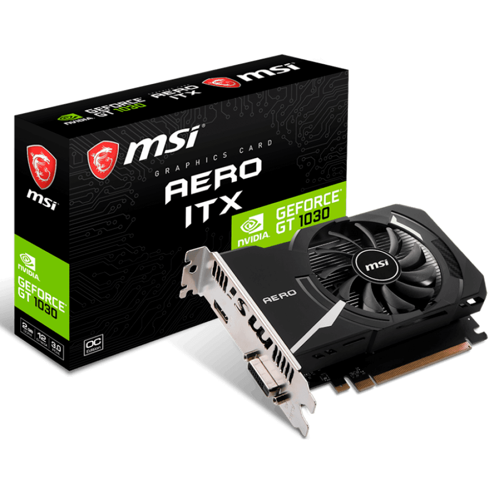 MSI Video Card NVidia GT 1030 AERO ITX 2GD4 OC (2G GDDR4 ,HDMI, DVI) retail