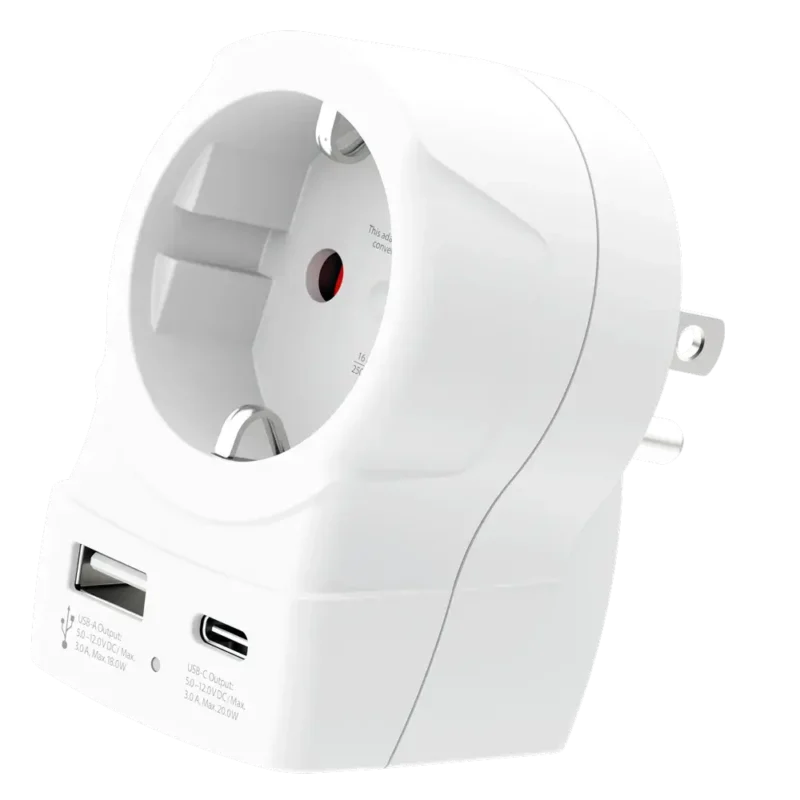 Skross универсален адаптер Europe to USA+1xUSB A/C, 20W , 1500284E
