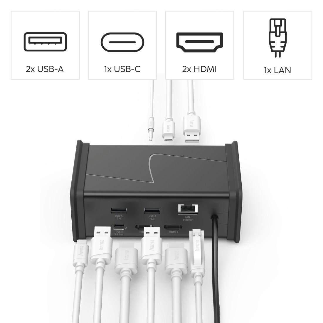 HAMA Докинг станция USB-C "Connect2Office Black", 9 порта, 2x HDMI™, USB-A, USB-C, LAN - Image 8