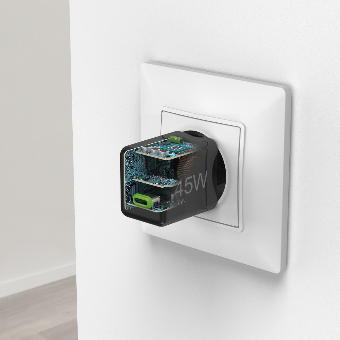 HAMA Бързо мини зарядно GaN, USB-C, PD, 45 W, черно - Image 9