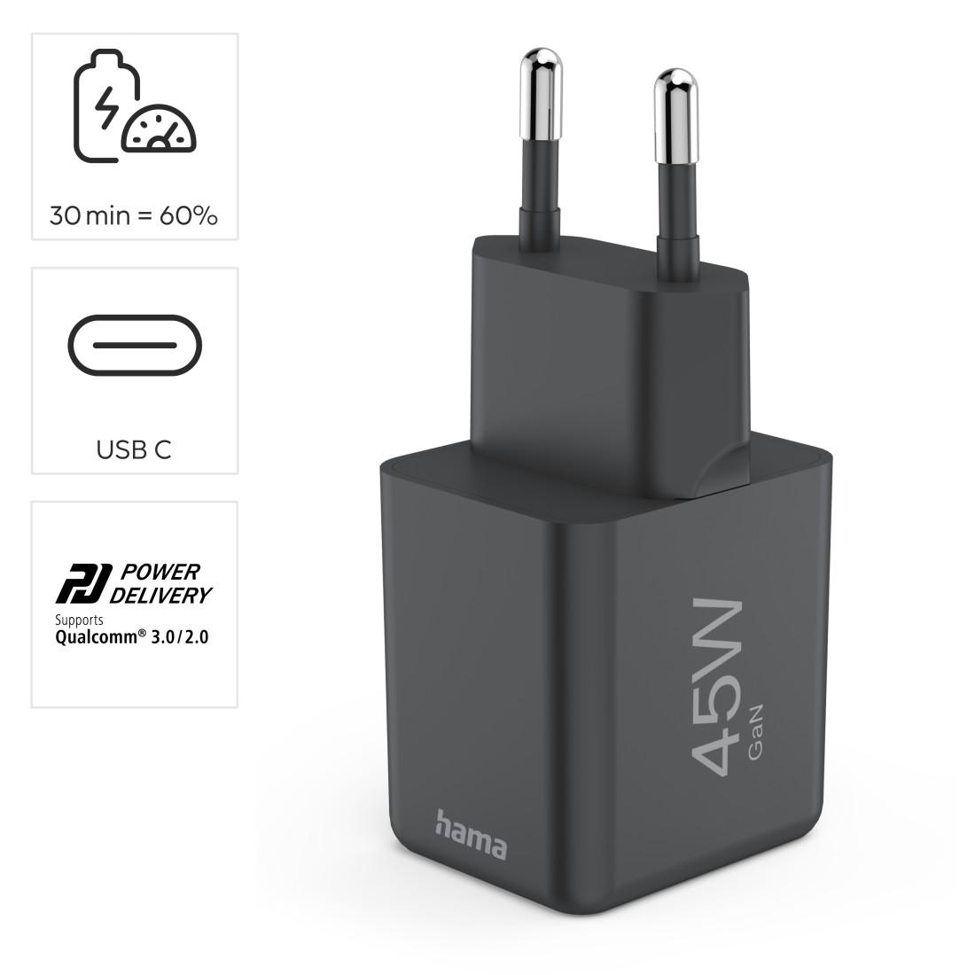HAMA Бързо мини зарядно GaN, USB-C, PD, 45 W, черно - Image 17