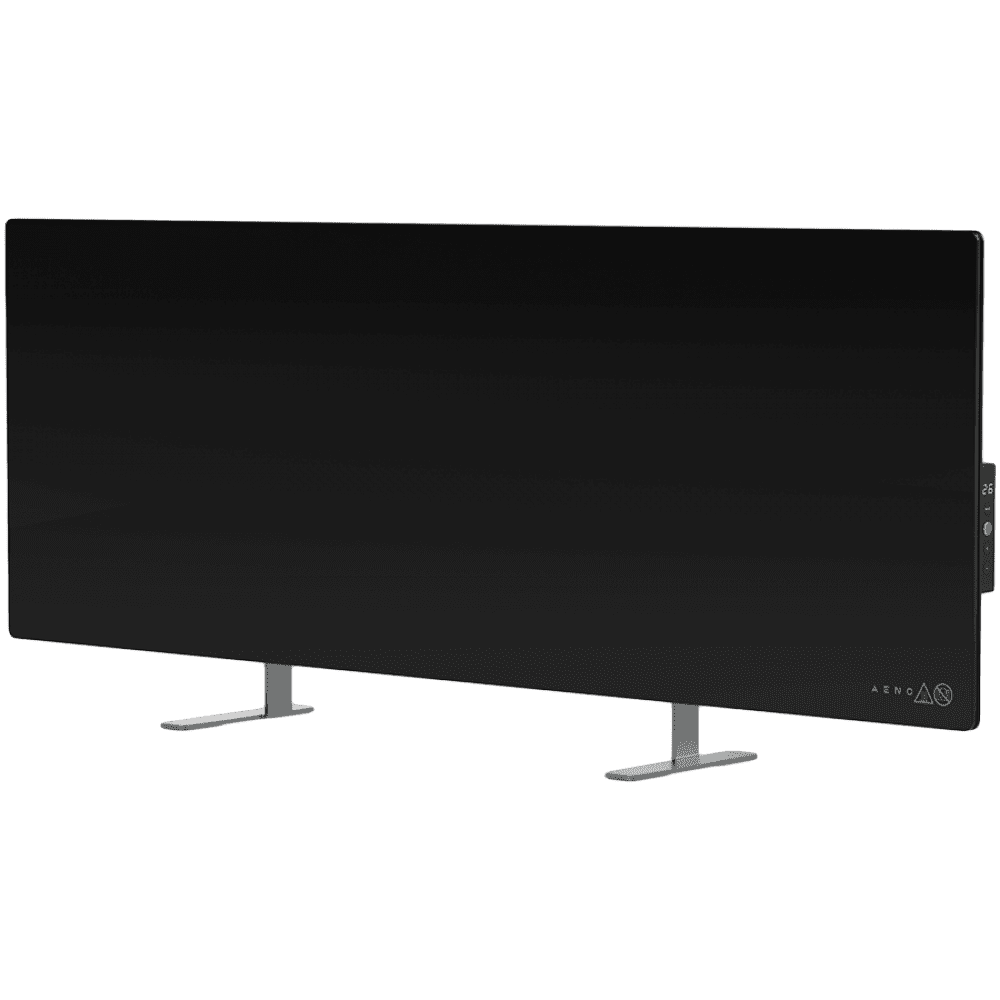 AENO Premium Eco Smart Heater, 700W, Tempered glass, Infrared+convection heating type, Led display Plug type: Europe (E/F type), BLACK