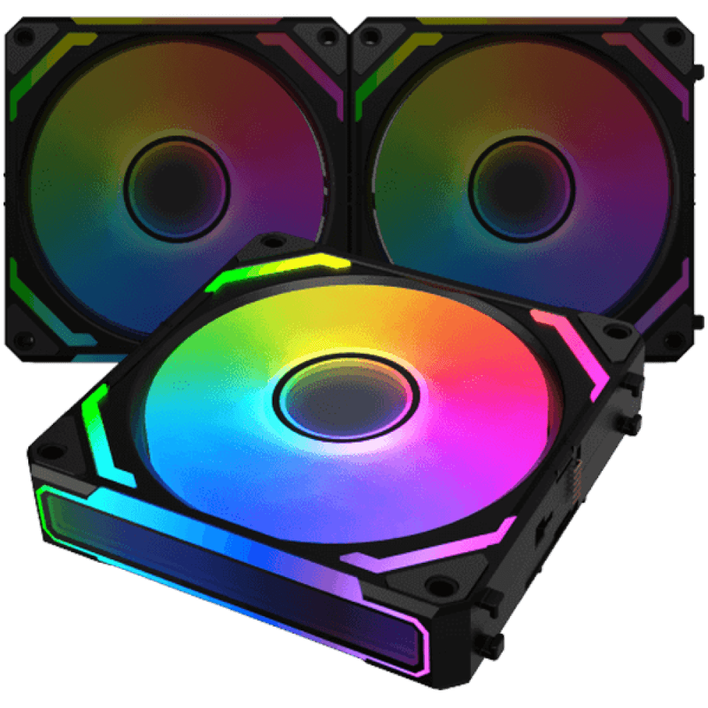 Starlink Ultra, EN40412, 3PCS Black Easy Clip On & Smart Link Fan,ARGB & PWM Cable,Galaxy II Fan Control Box & Remote,Color Box