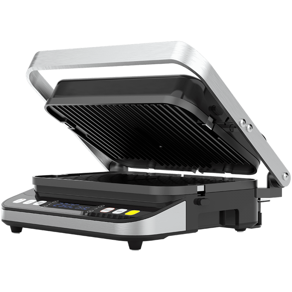 AENO ''Electric Grill EG1: 2000W, 3 heating modes - Upper Grill, Lower Grill, Both Grills  Defrost, Max opening angle -180°, Temperature regulation, Timer, Removable double-sided plates, Plate size 320*220mm''