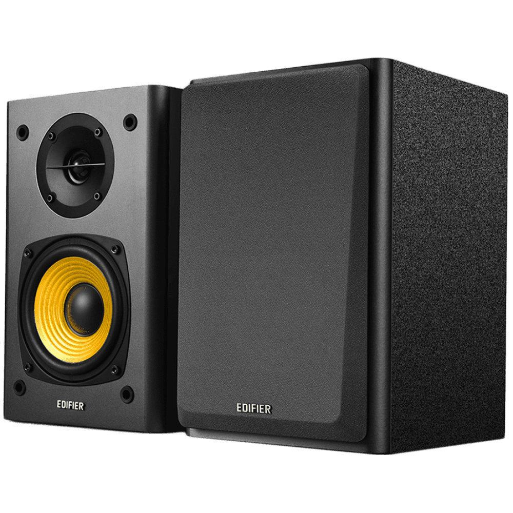 Edifier R1000T4 2.0 Bookshelf Speakers, RCA, 0.5-inch Tweeters, 4-inch Drivers, 24W (RMS), Control Buttons, Black