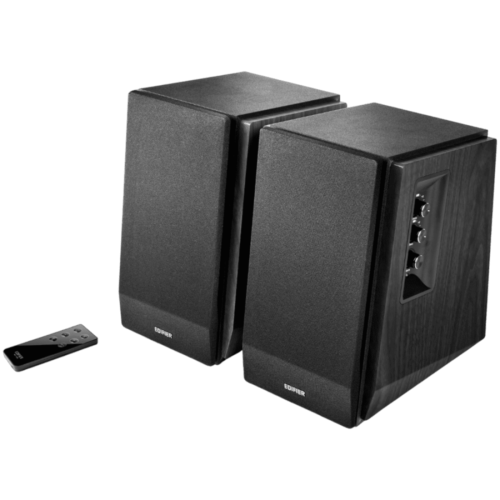 Edifier R1700BT 2.0 Bookshelf Speakers, BT V5.1, RCA, 0.75-inch Tweeters, 4-inch Drivers, 66W (RMS), Control Knobs and Remote Control, Black