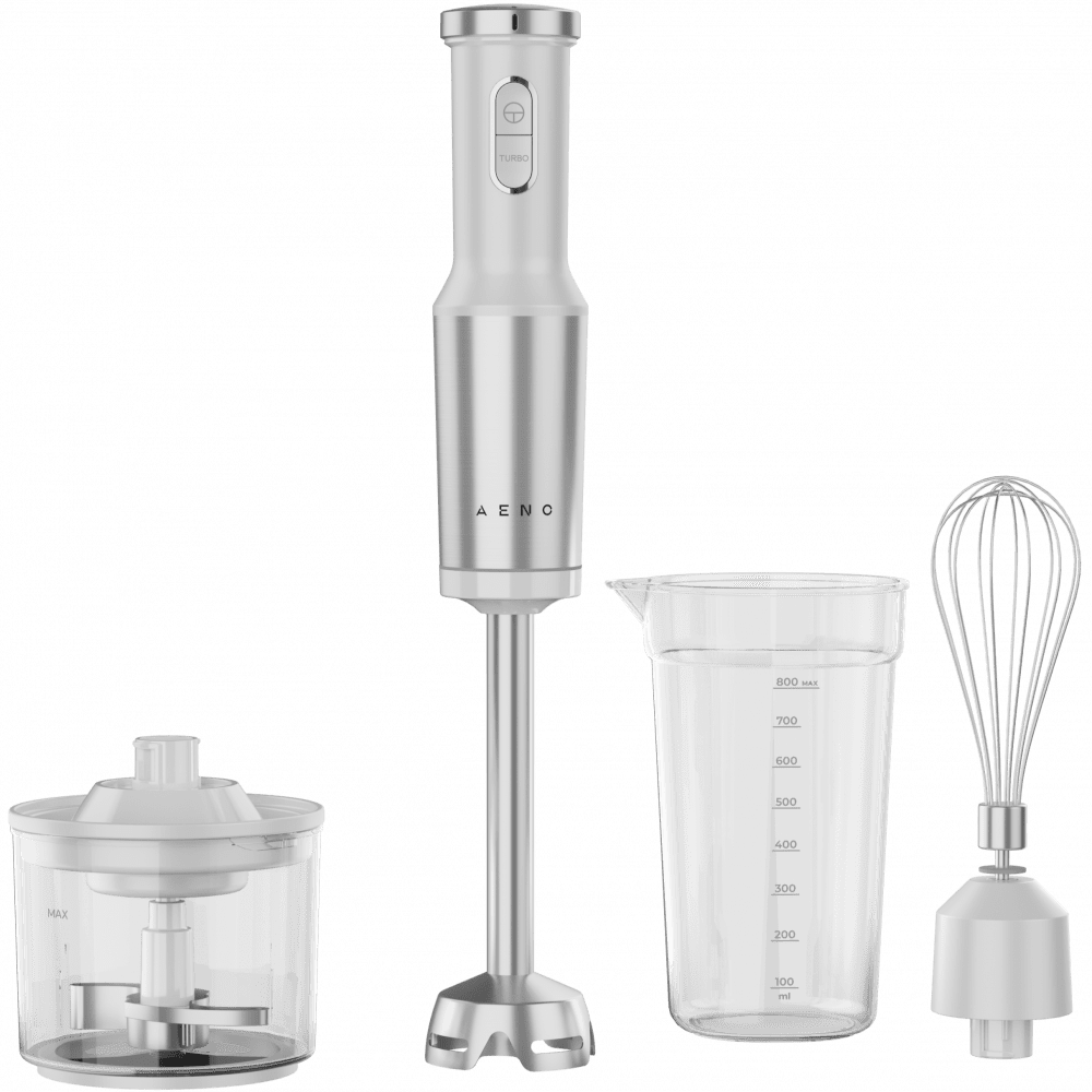 Hand Blender, 1200W in CB, White, Tiger Teeth Cutter, Whisk, Food Processor, Cup