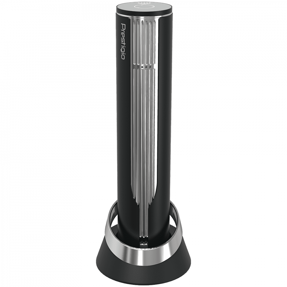 Prestigio Maggiore, smart wine opener, 100% automatic, opens up to 70 bottles without recharging, foil cutter included, premium design, 480mAh battery, Dimensions D 48*H228mm, black + silver color.
