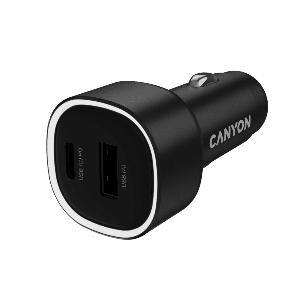 CANYON car charger OnDrive 48 PD 48W USB-A+USB-C Black