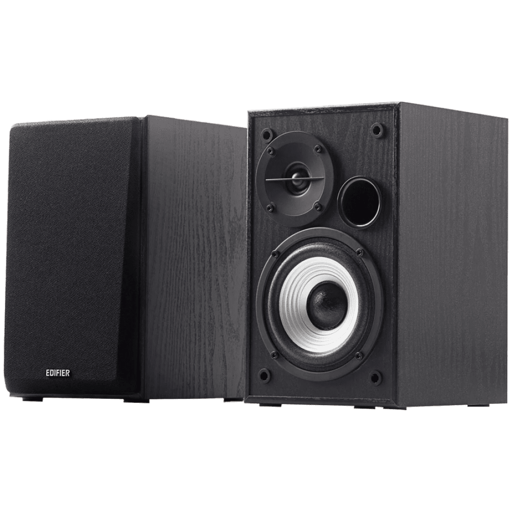 Edifier R980T 2.0 Bookshelf Speakers, Dual RCA and 3.5mm headphone output, 0.5-inch Tweeters, 4-inch Bass Drivers, 24W (RMS), Black