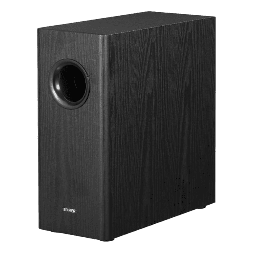 Edifier T5s Powered Subwoofer, 8-inch long-throw front-firing woofer, 70 W RMS, frequency response down to 35 Hz, RCA Signal-In , Signal-Out pass-through, low-pass filter & phase control, auto-standby feature, Black