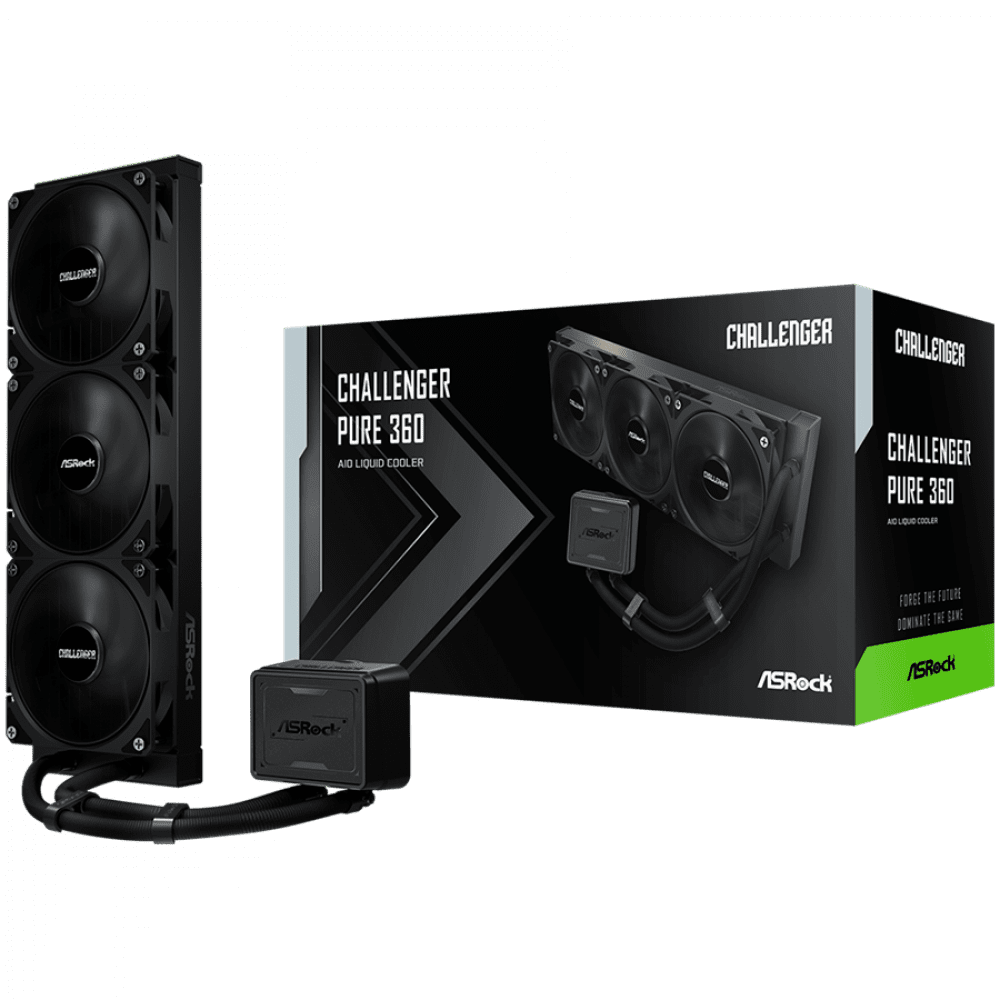 Asrock Challenger Pure 360, AiO liquid cooler, 360 mm radiator, AM5, AM4, LGA1851, LGA1700, 90-ACLA36-BDKGA6, 6Y