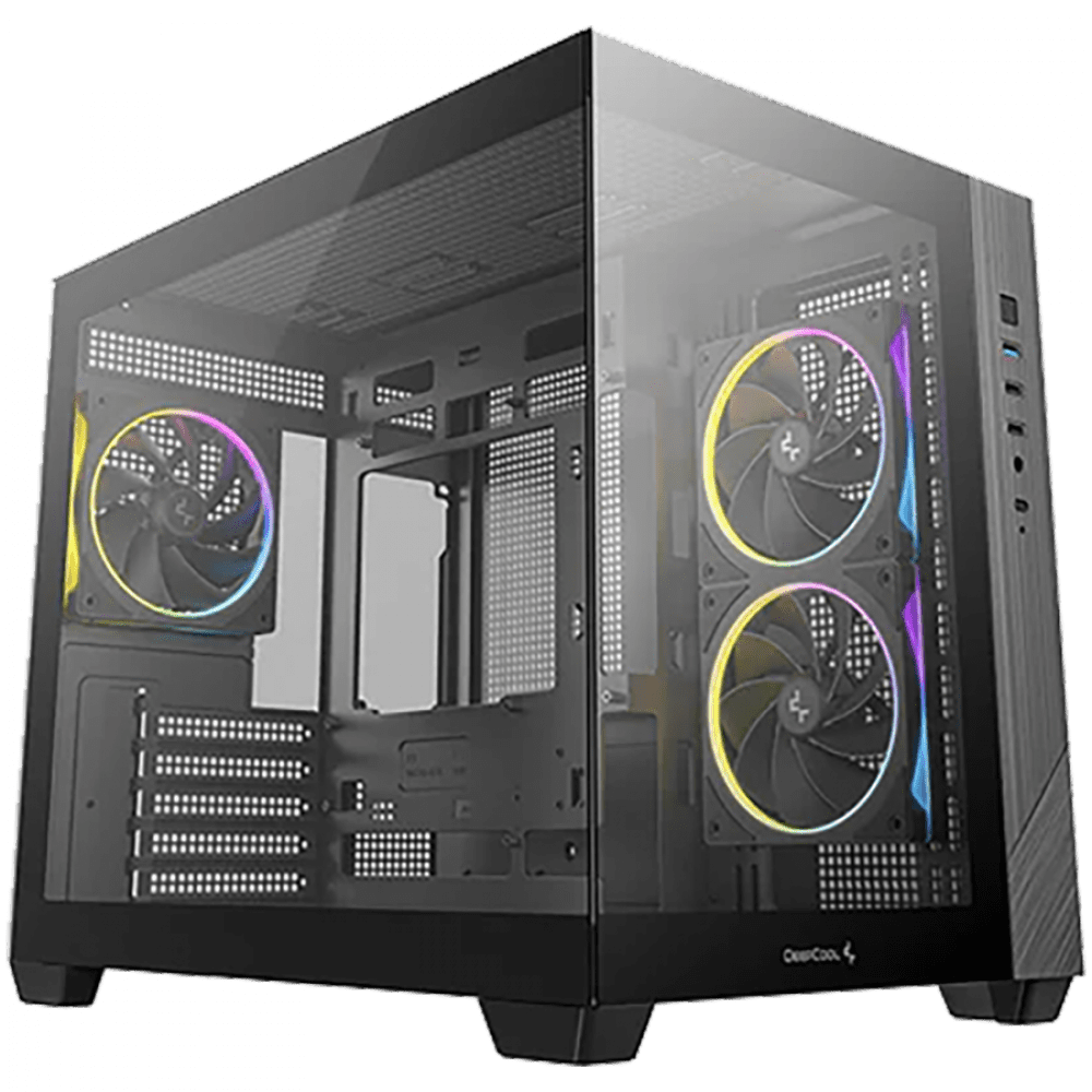 DeepCool CG330-3F, Mid Tower, Mini-ITX/Micro-ATX(Rear Connector), 1xUSB3.0, 2xUSB2.0, 1xAudio, 3x120mm Pre-Installed ARGB Fans, Tempered Glass, Mesh Panel, Black, R-CG330-BKNGM3-G