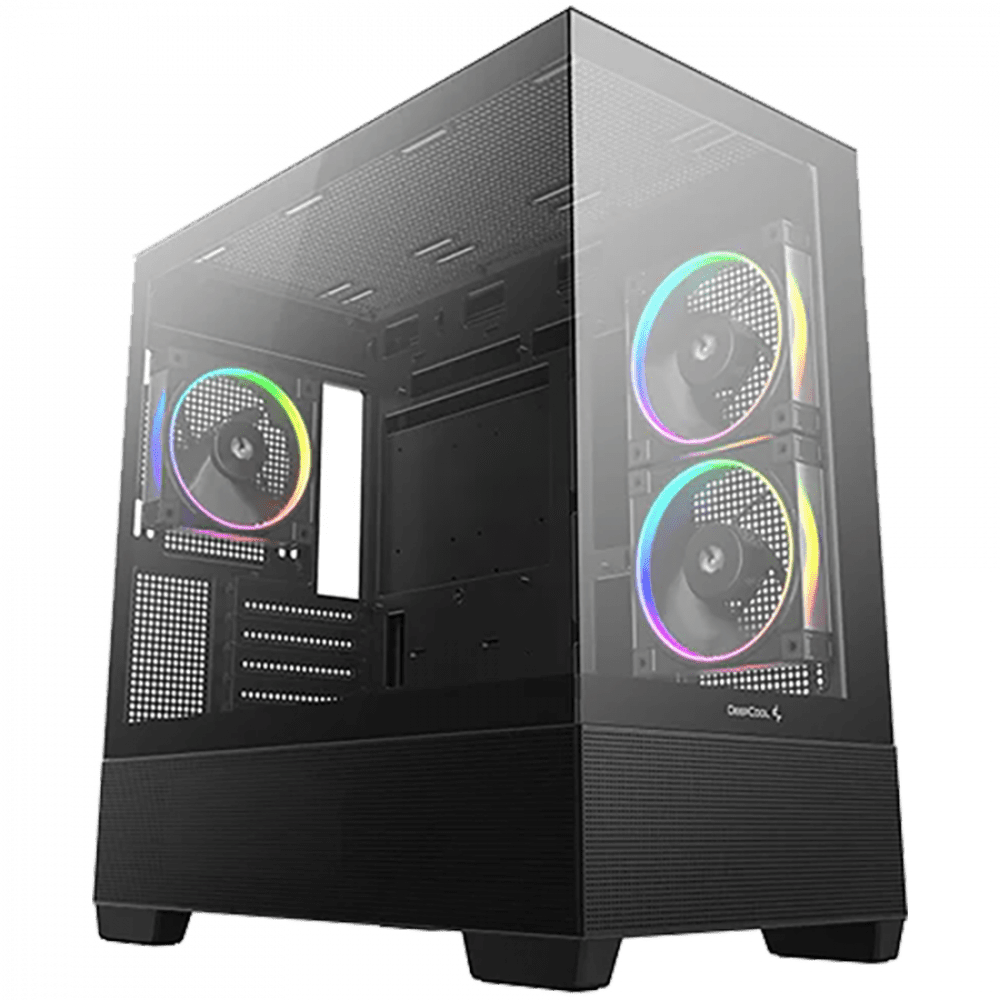 DeepCool CG380-3F, Mid Tower, Mini-ITX/Micro-ATX(Rear Connector), 2xUSB3.0, 1xUSB Type-C, 1xAudio, 3x120mm Pre-Installed ARGB Fans, Tempered Glass, Mesh Panel, Black, R-CG380-BKAGM3-G