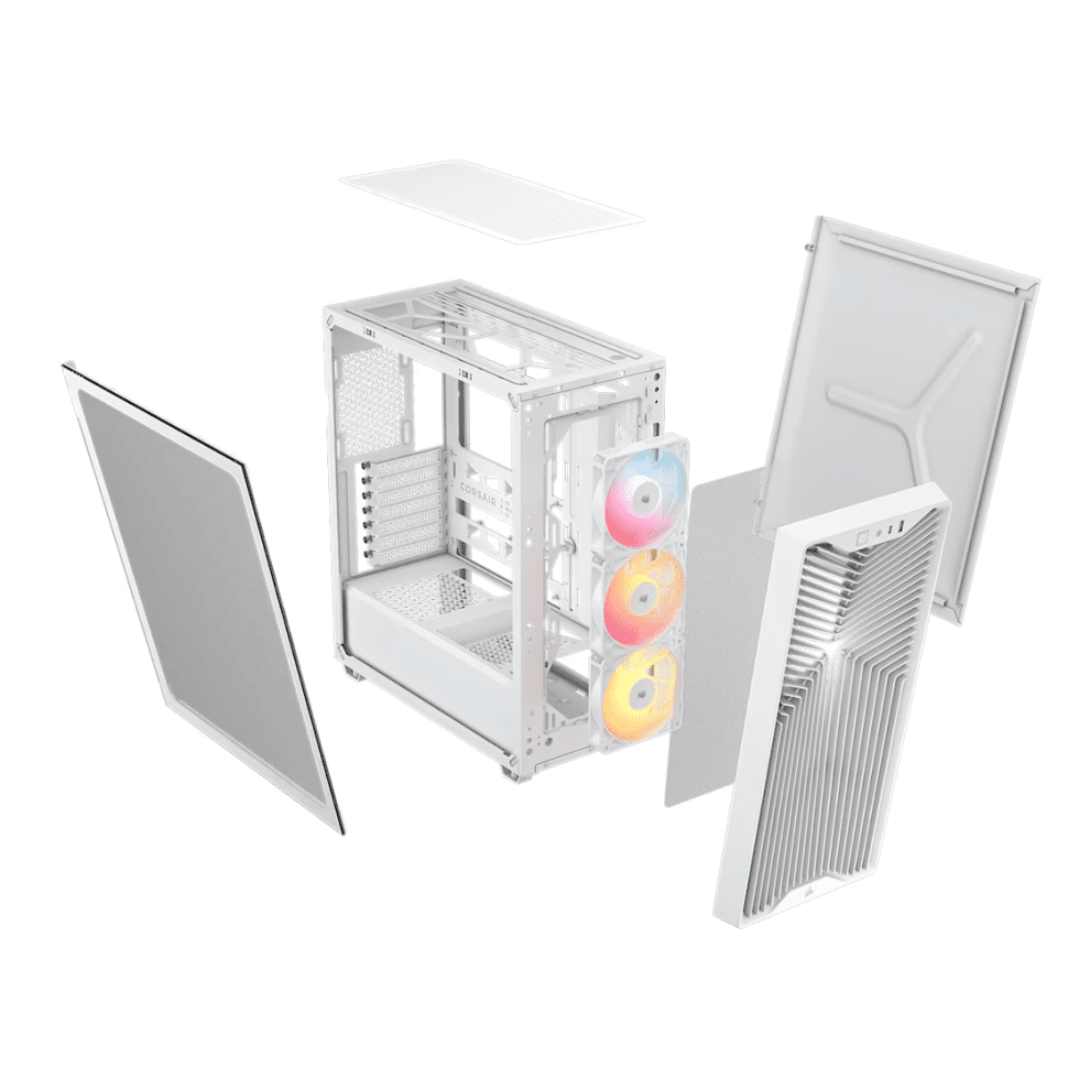 Кутия Corsair 3200D RS ARGB Mid-Tower Performance Case - White - Image 3