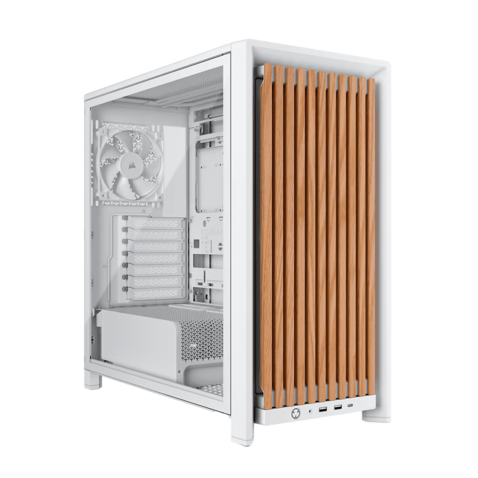 Кутия Corsair Frame 4000D Wood RS Mid-Tower - White/Oak