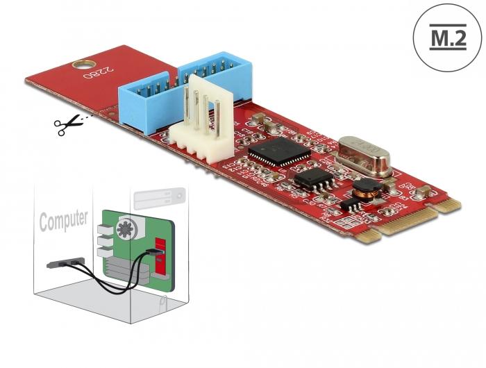 Адаптер Delock, M.2 Key B+M мъжко към 1 x USB 5 Gbps Pin Header - Image 2