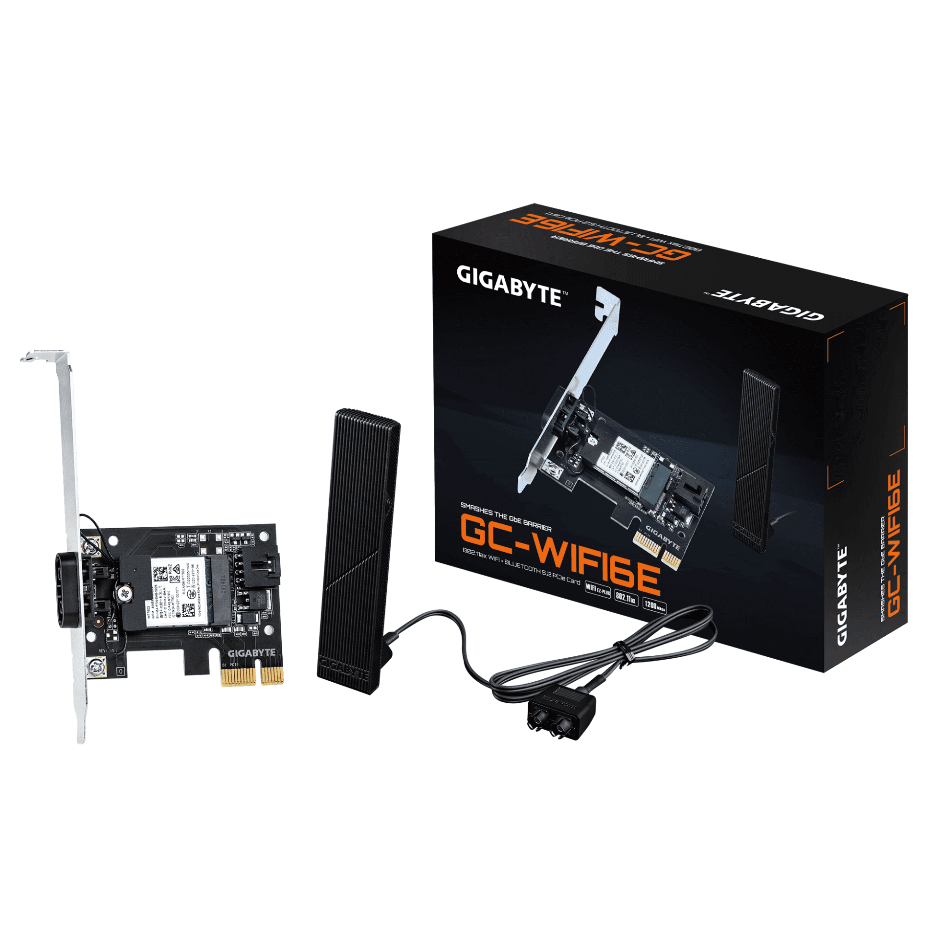 Безжична карта GIGABYTE GC-WIFI6E MediaTek MT7902 WIFI 6Е 2x2 802.11ax, Bluetooth 5.2