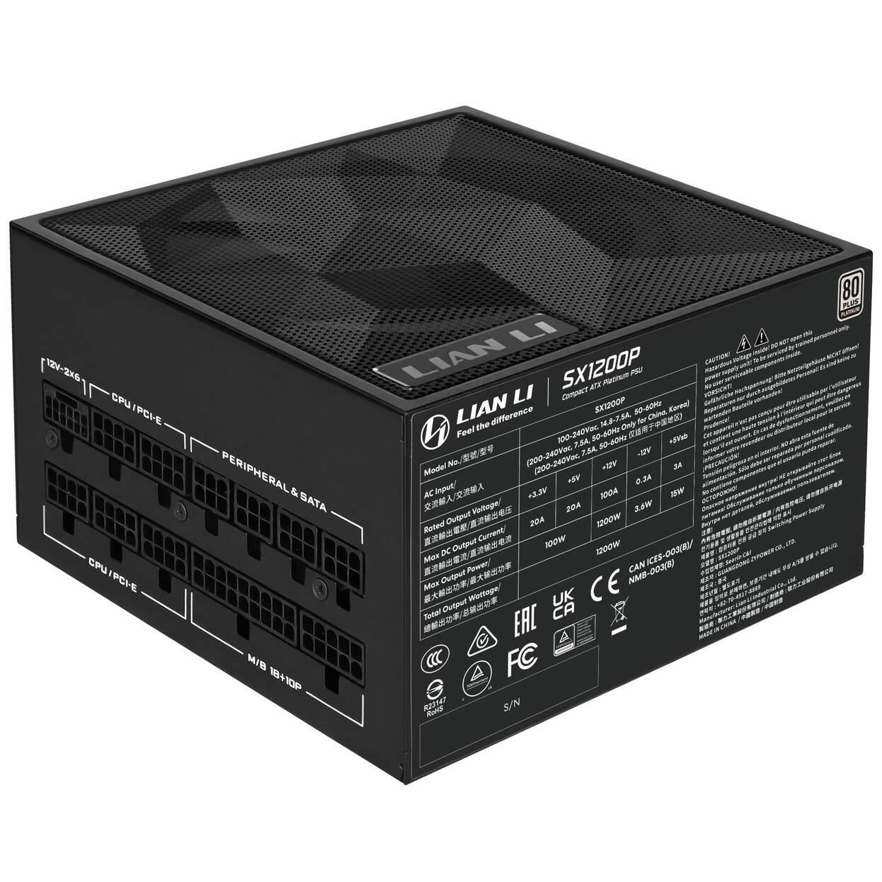 Захранващ блок Lian Li SX1200P Black 1200W 80+ Platinum PCIe 5.1, ATX 3.1 - Image 3