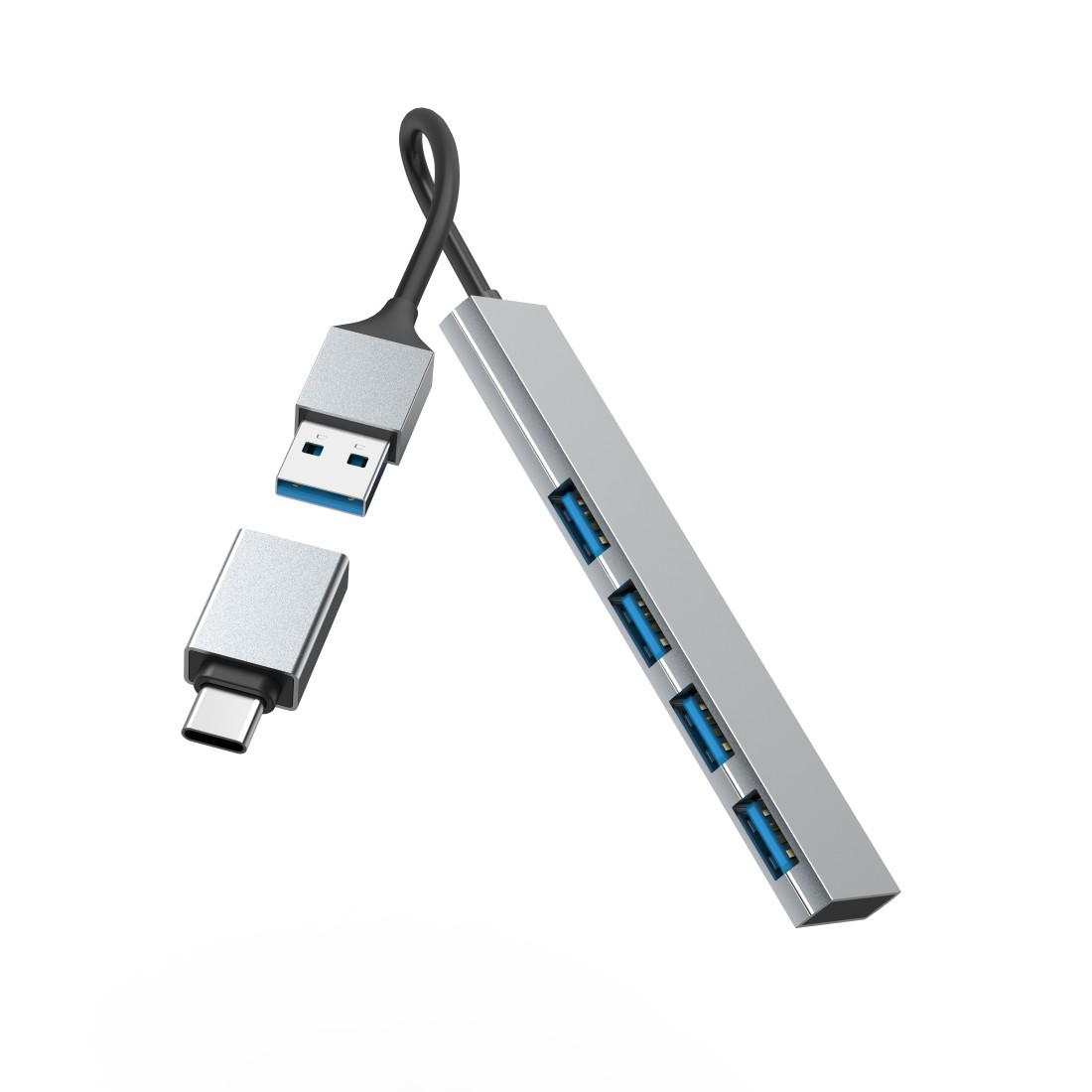HAMA USB хъб, 4 порта, USB 3.2 Gen 1, 5 Gbit/s, ултратънък, вкл. USB-C адаптер - Image 3
