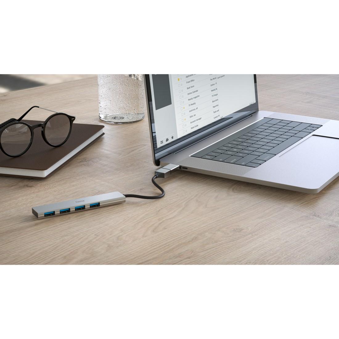 HAMA USB хъб, 4 порта, USB 3.2 Gen 1, 5 Gbit/s, ултратънък, вкл. USB-C адаптер - Image 5