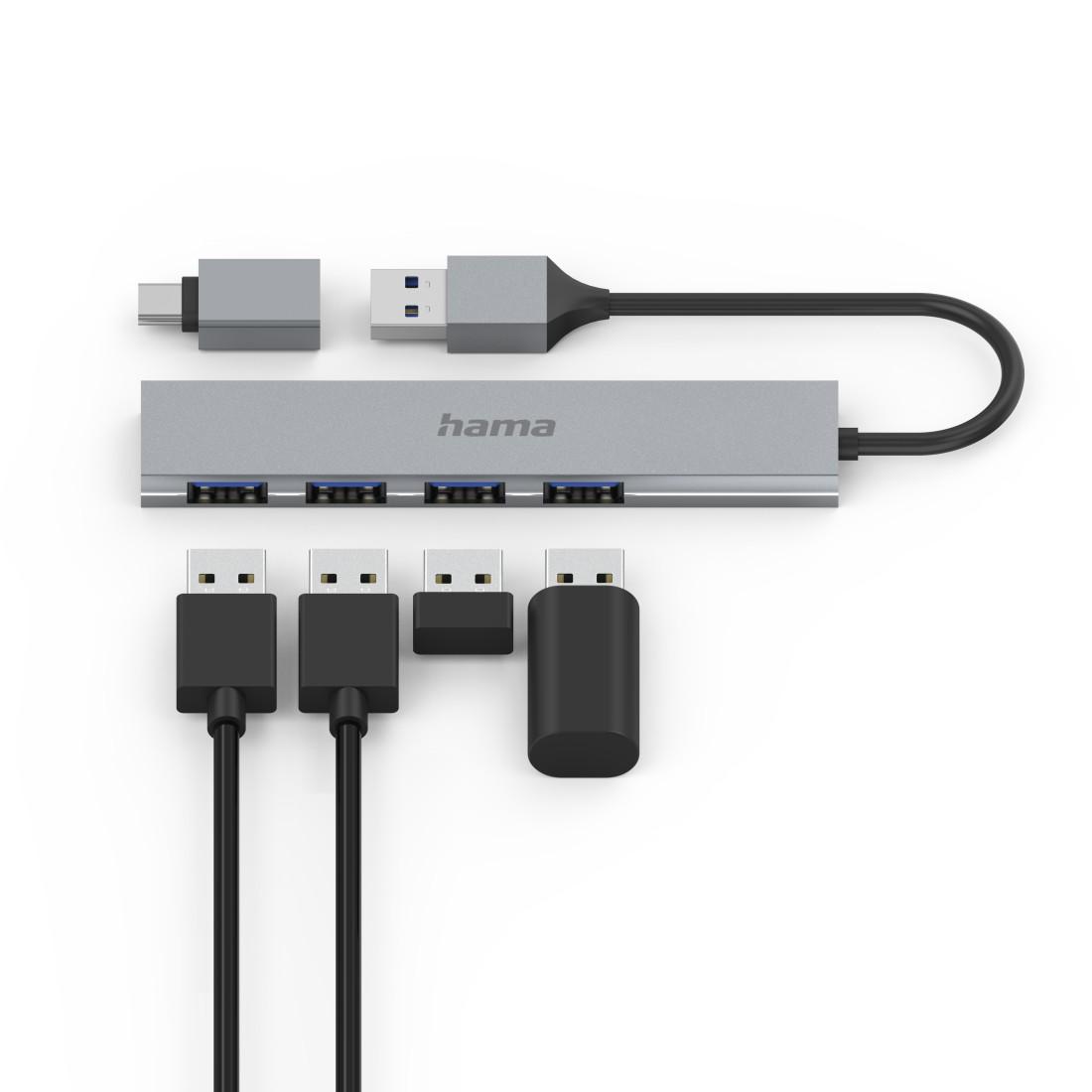 HAMA USB хъб, 4 порта, USB 3.2 Gen 1, 5 Gbit/s, ултратънък, вкл. USB-C адаптер - Image 9