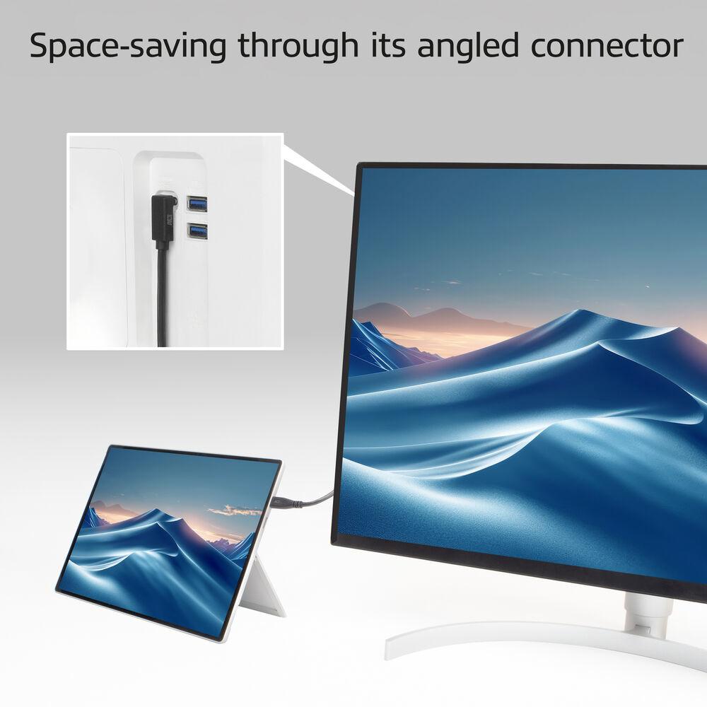 ACT Кабел USB-C - USB-C, 10Gbps, 60W, 1 м, конектори - един прав и един на 90° up/down angled - Image 3