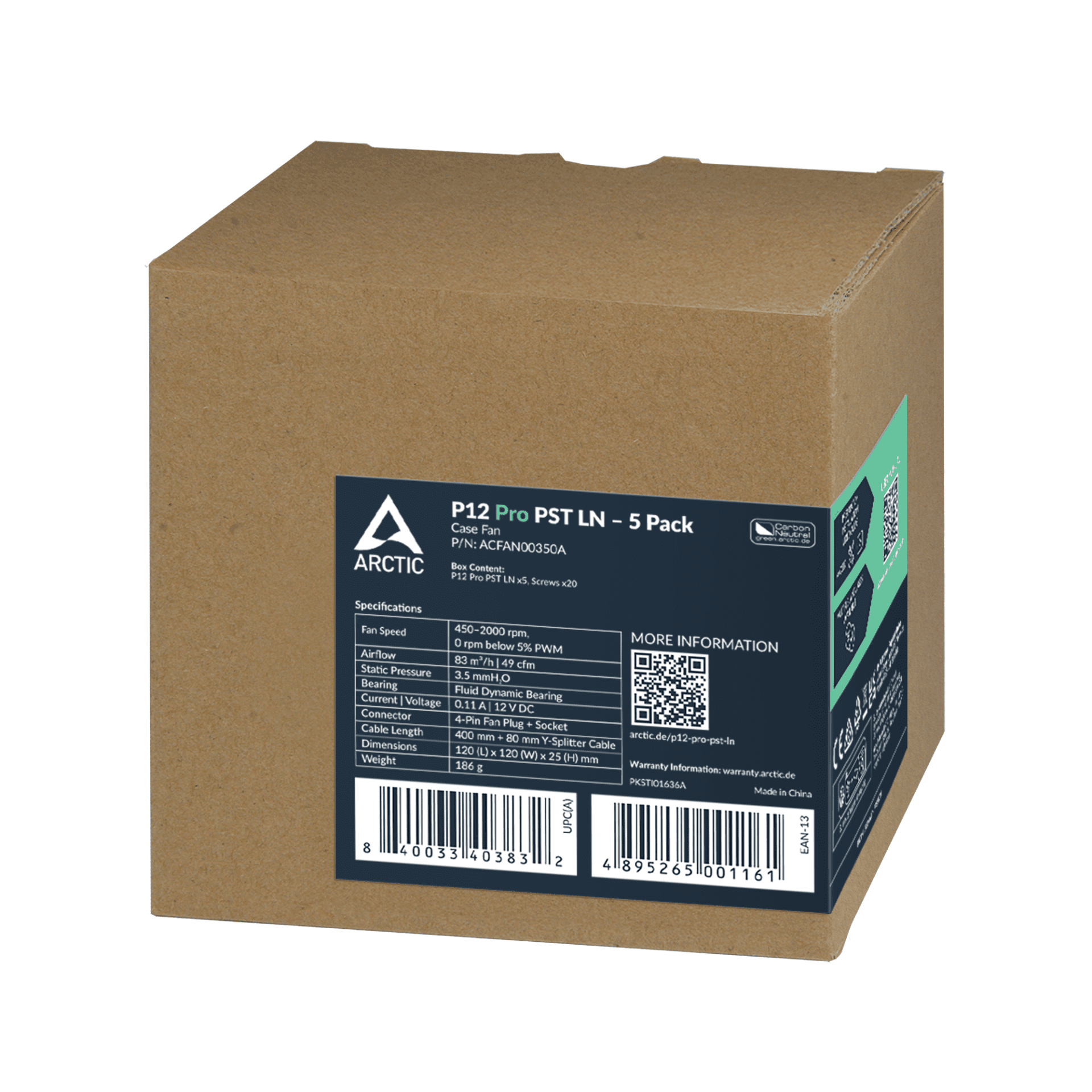 Комплект вентилатори ARCTIC P12 Pro PST LN 120mm PWM 5-Pack - Image 7