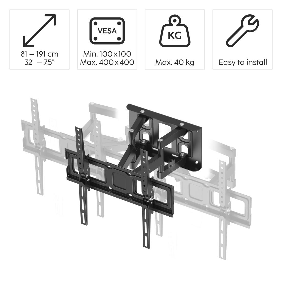 Стенна стойка за TV Hama, 191 cm (75”), до 40 kg - Image 9