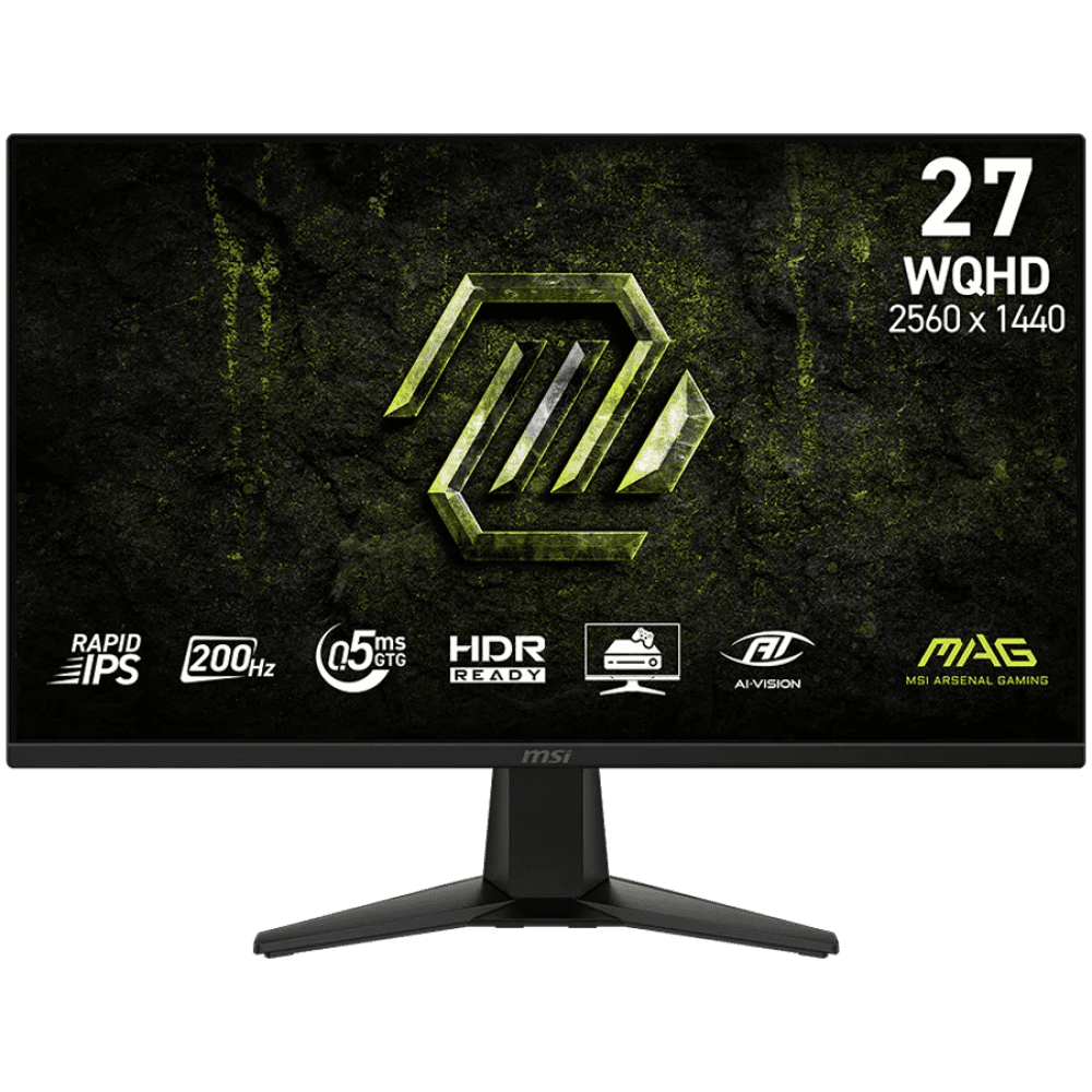 MSI MAG 275QF E20 Gaming Monitor, 27" 200Hz, WQHD (2560x1440) 16:9, Rapid IPS, 0.5ms, 300nits, 1000:1, 178/178, G-SYNC Compatible, AMD FreeSync Premium, Tilt, 1x DP, 2x HDMI, 3Y Warranty