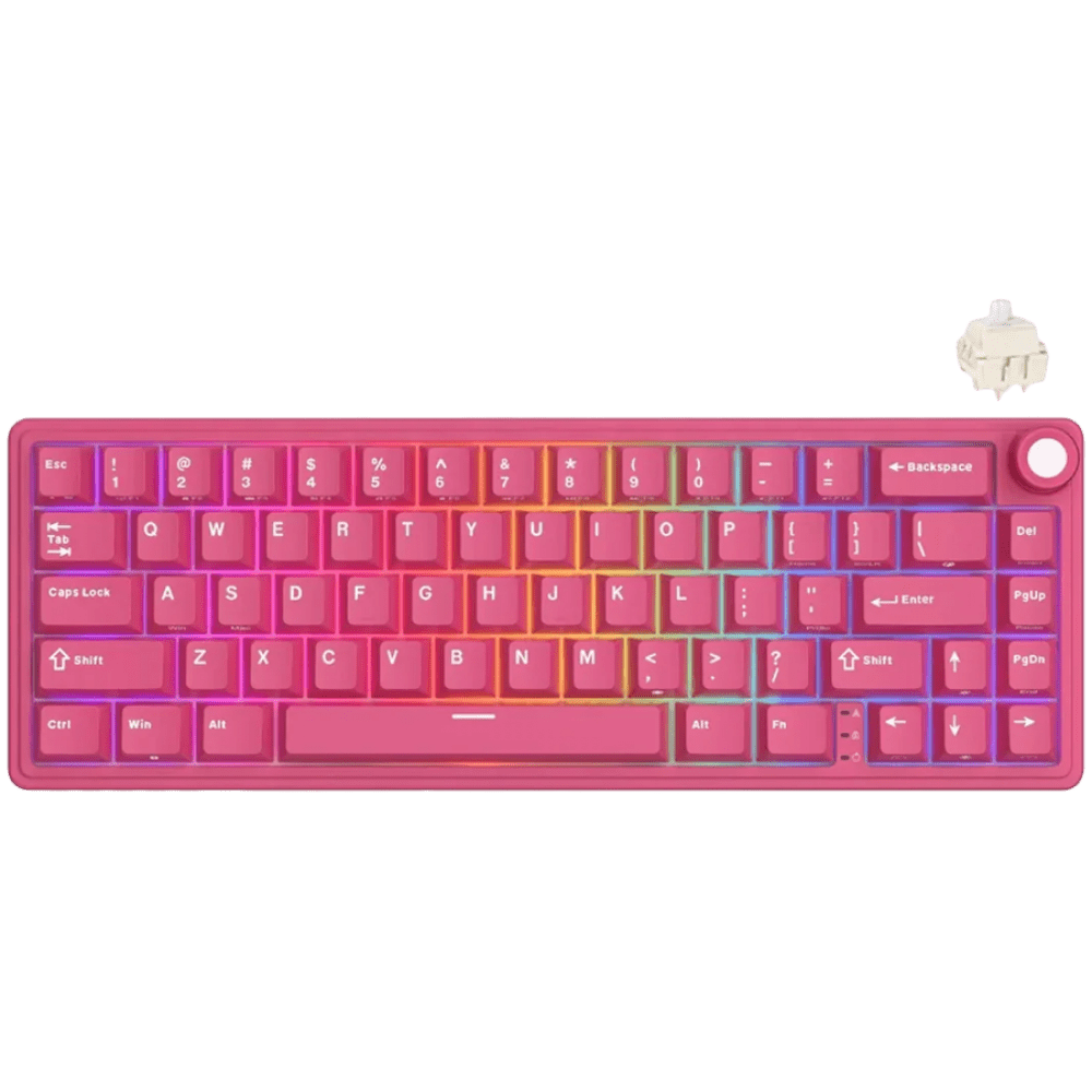 ROYAL KLUDGE R65 Berry Red Gaming Keyboard Cream Switch