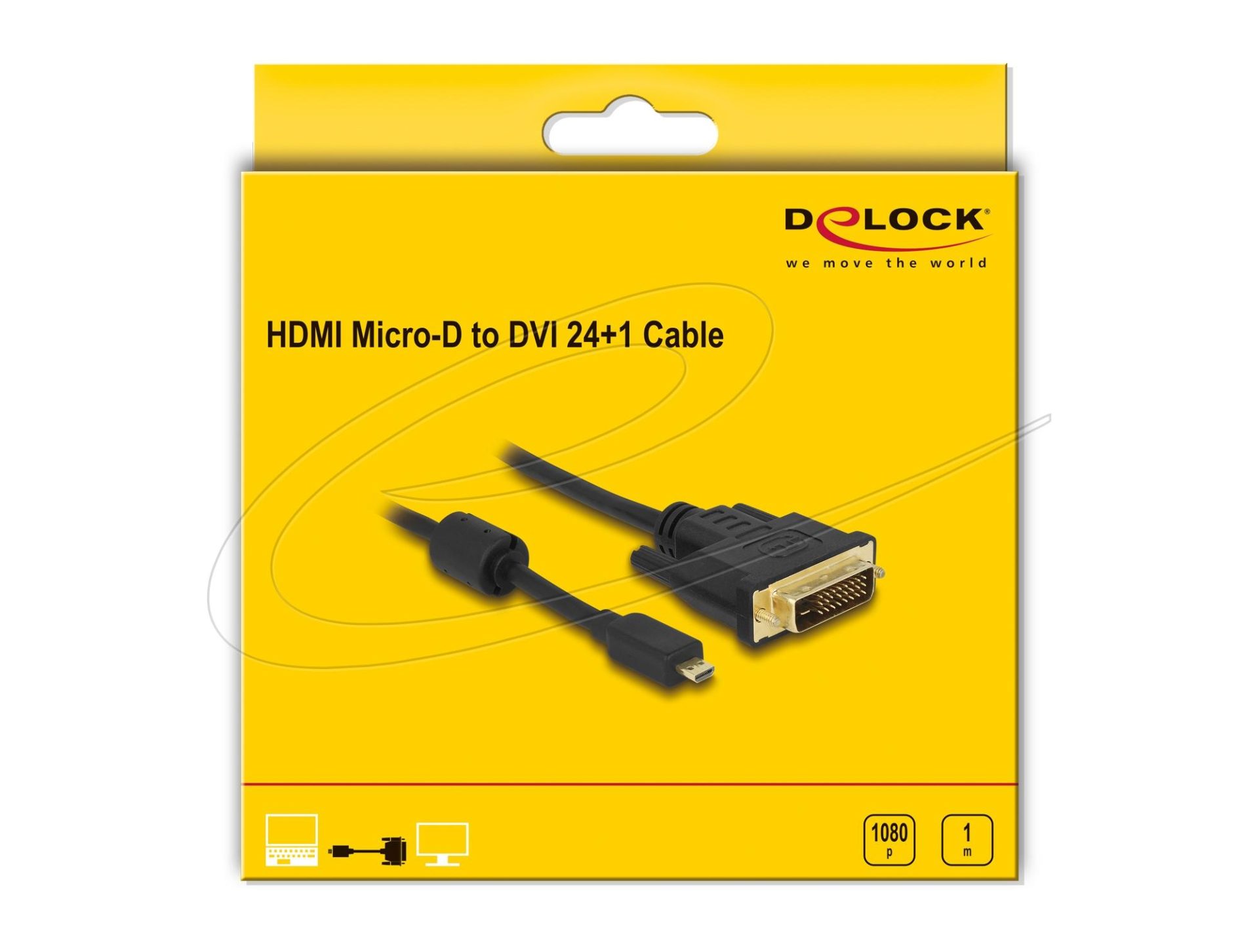 Delock Кабел micro HDMI мъжко към DVI-D мъжко, 1 m - Image 2