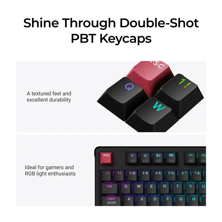 Геймърска Механична клавиатура Keychron C3 Pro 8K QMK - Super Red Switch, Hot-Swappable, RGB - Image 5