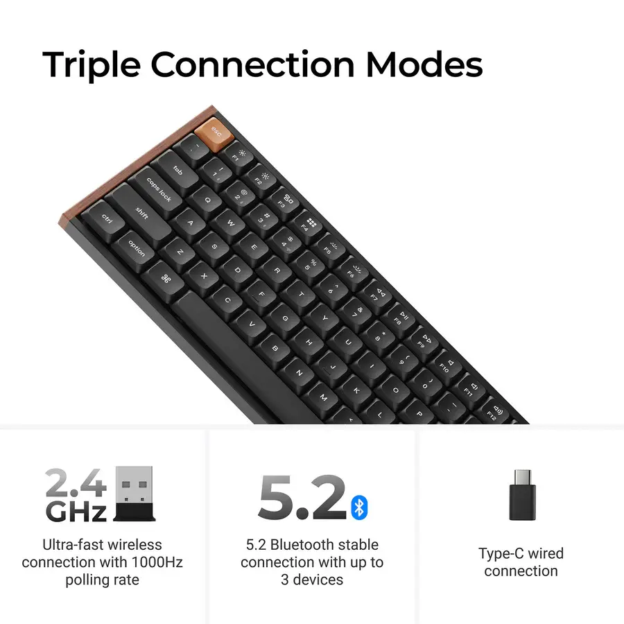 Безжчина механична клавиатура Keychron K3 MAX SE Black QMK/VIA - Milk POM Red Switch - Image 5